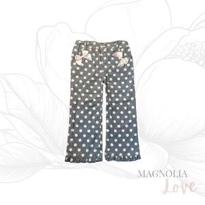 🎀 Kids Play Dark Grey Corduroy Pants w/ Light Pink Polka Dots & Bows Pockets 24M